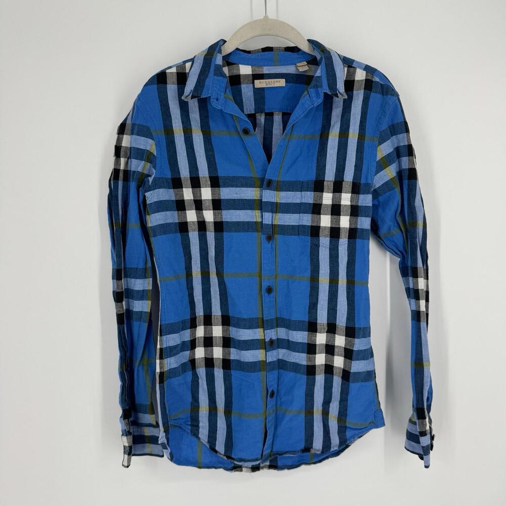Burberry Blue Plaid Dress Shirt - Picture 2 of 6